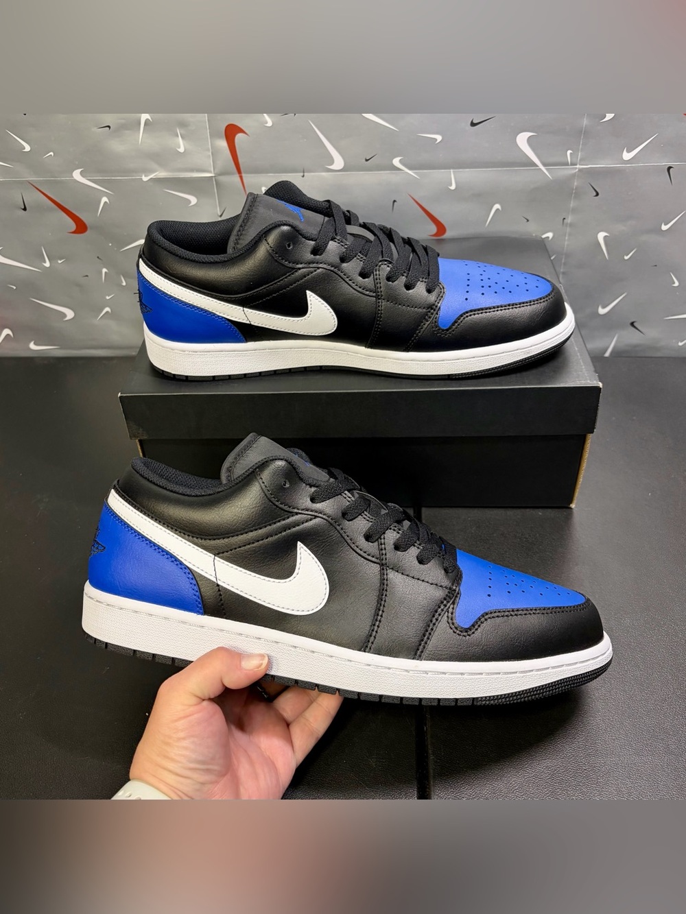 Size 12.5 - Jordan 1 Low Black Royal Toe 553558 042